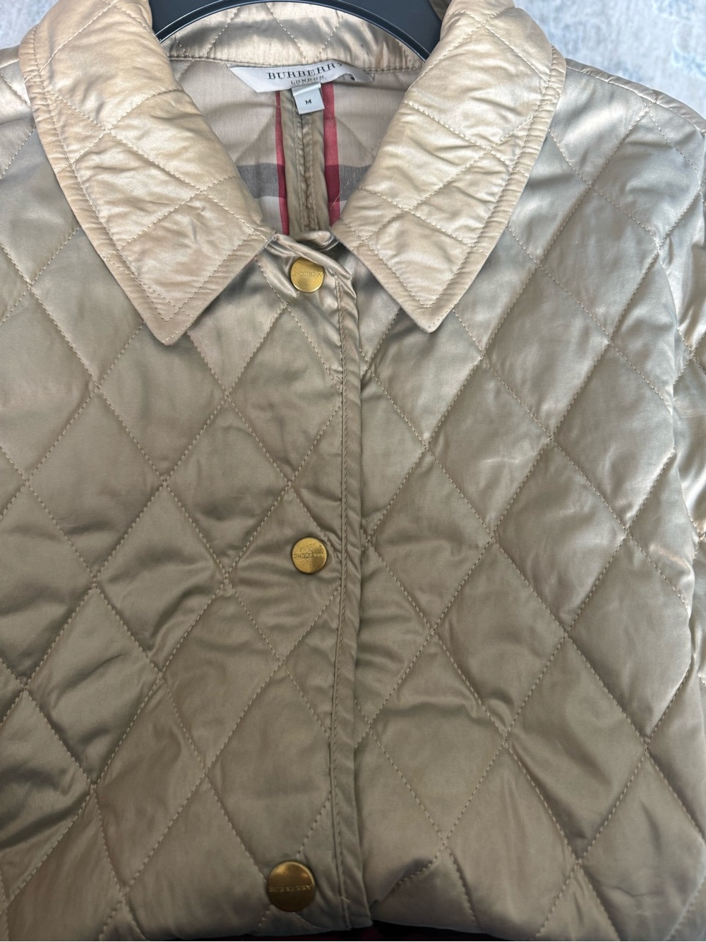 Burberry Quilted Tan Beige Snap-Front Jacket - Picture 10 of 11